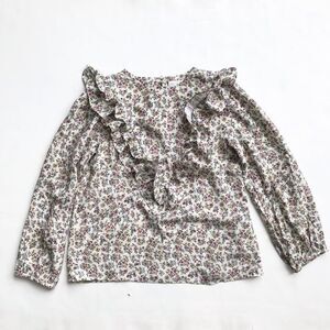 Zara neutral florals ruffle blouse EUC 11-12Y